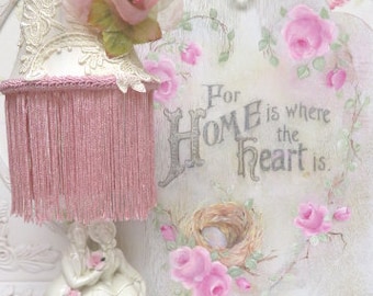 Lamp, Couple Lamp, White Lamp, Victorian Lamp, Fringe Lamp