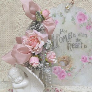 Winter Cherub, White Cherub with Tree, Cherub Tree with Roses