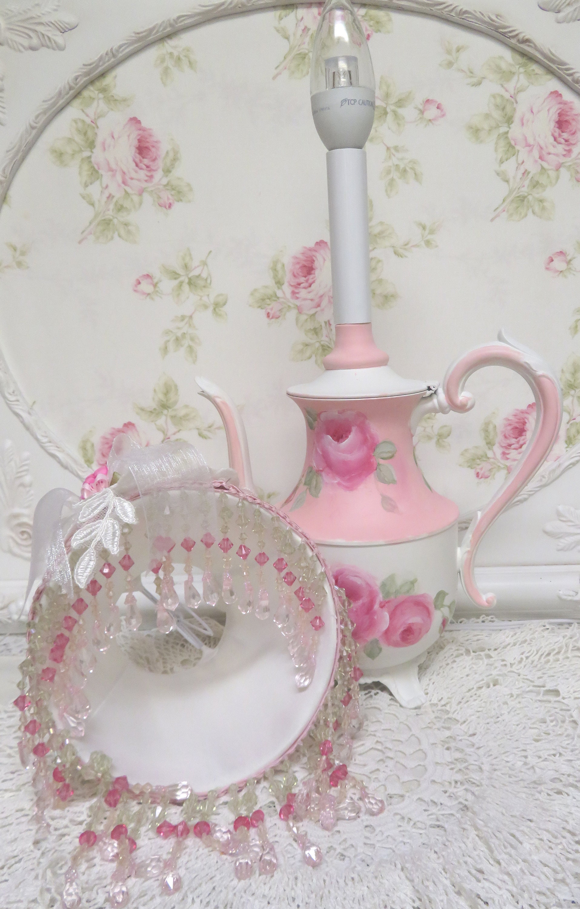 Rose Tea Pot Lamp Tea Pot Lamp Pink Tea Pot Lamp Etsy
