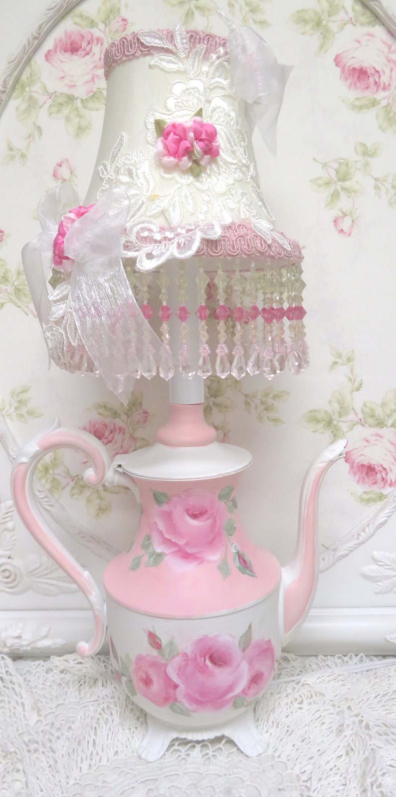 Rose Tea Pot Lamp Tea Pot Lamp Pink Tea Pot Lamp Etsy