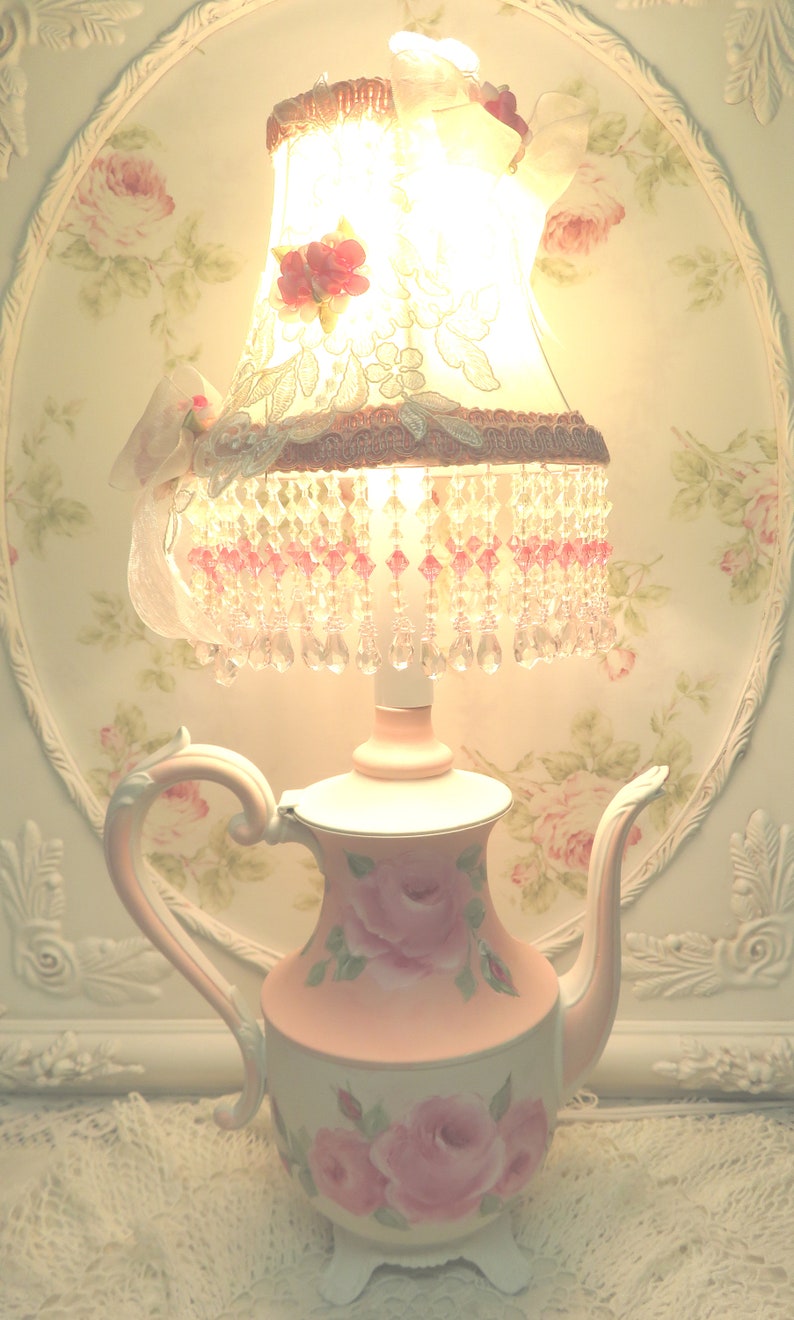 Rose Tea Pot Lamp Tea Pot Lamp Pink Tea Pot Lamp Etsy