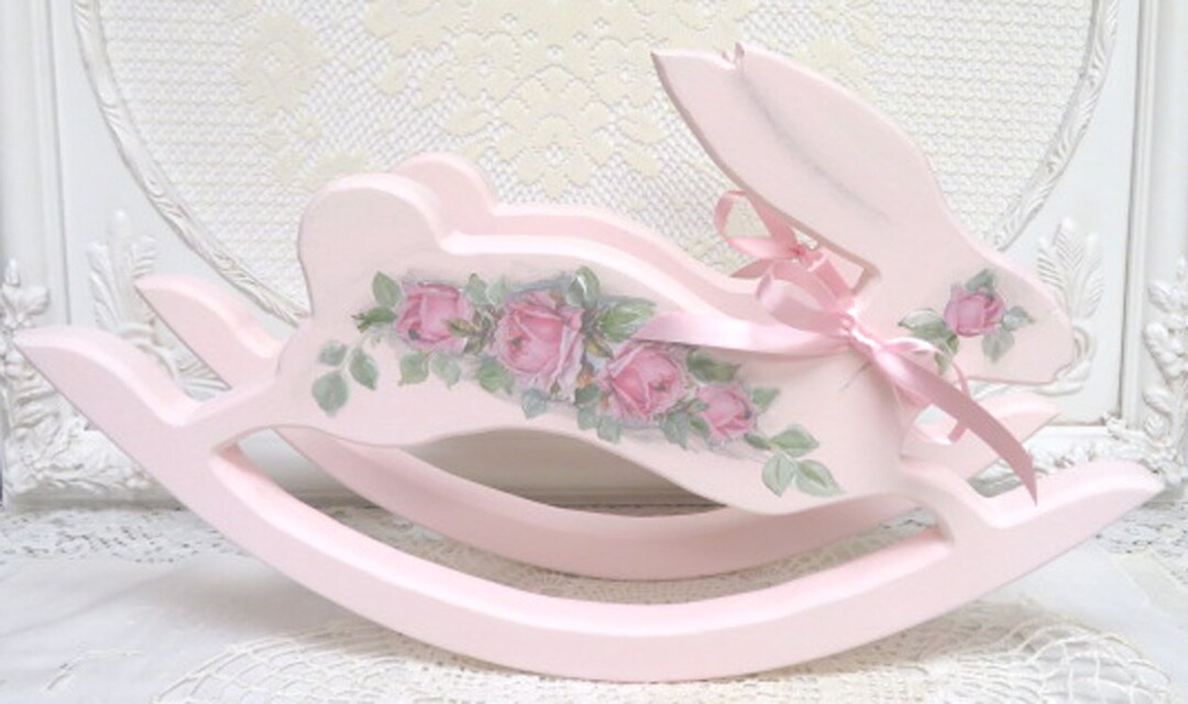 Pink Rabbit Rocker, Pink Rabbit, Wood Rabbit, Rose Rabbit - Etsy