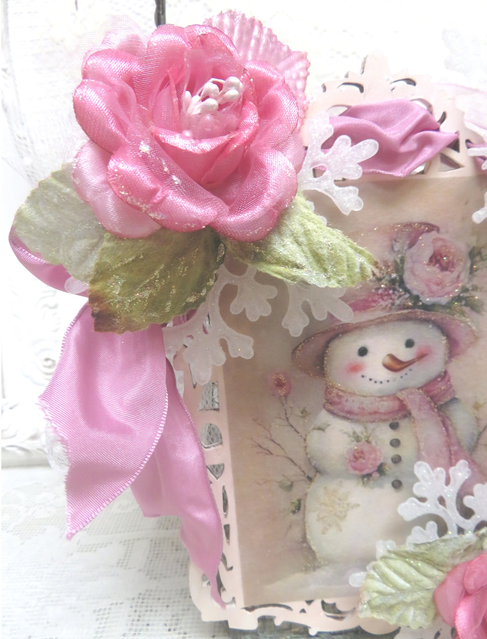 Snow Lady Basket Lady Snowflake Basket Pink Rose Snow Basket Etsy