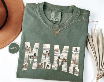 Comfort Colors® Hunting Mama T-Shirt, Mallard Duck Shirt, Duck Mom Tee