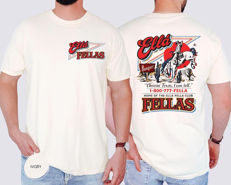 Comfort Colors® Ellas Fellas Club Shirt, Retro Western Cowboy T-Shirt, Country Concert Tee image 1
