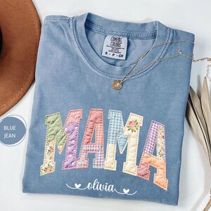 Personalized Nana Faux Patchwork Shirt Comfort Colors® Grandma Shirt With Grandkids Custom Mimi Tee image 5