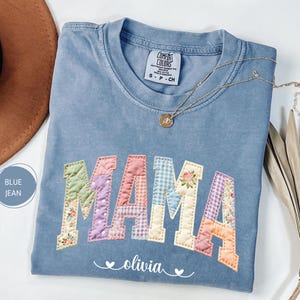 Personlig skjorta med nana-mönster i konstläder, Comfort Colors®-skjorta med barnbarn, personlig Mimi-tröja bild 5