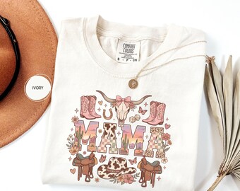 Comfort Colors Western Mama Cowgirl Shirt, Country Mom Tshirt with Desert Sunset