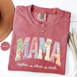 Personalized Nana Faux Patchwork Shirt Comfort Colors® Grandma Shirt With Grandkids Custom Mimi Tee image 8