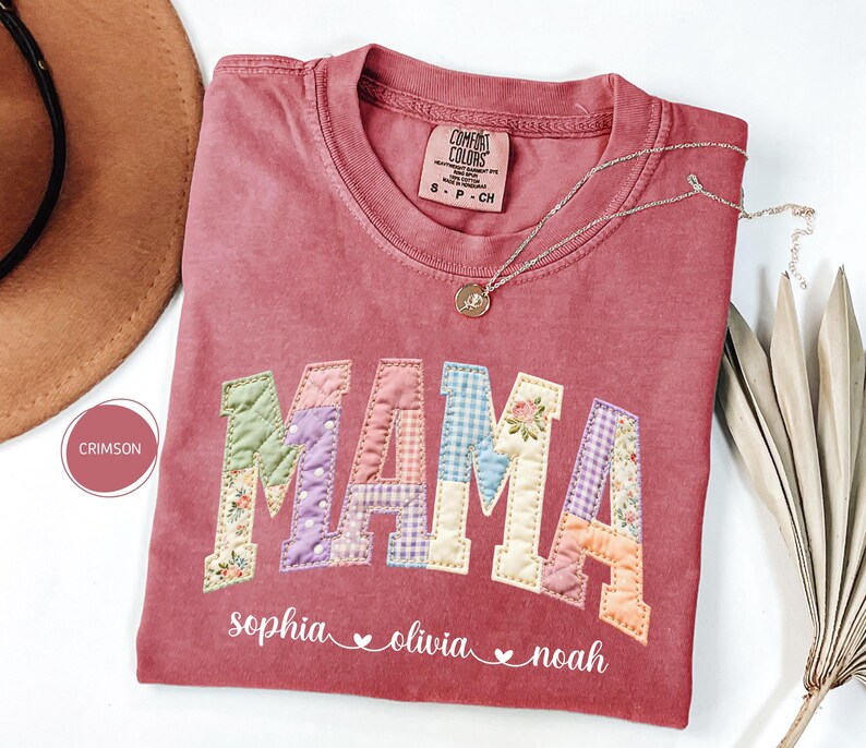 Personalized Nana Faux Patchwork Shirt Comfort Colors® Grandma Shirt With Grandkids Custom Mimi Tee image 8