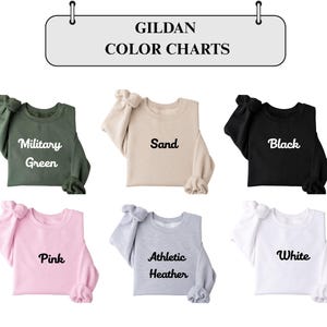 six color charts, each representing a different color: green, beige, black, pink, gray, and white.