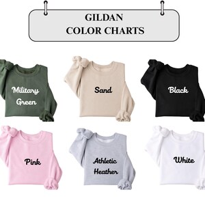 six color charts, each representing a different color: green, beige, black, pink, gray, and white.