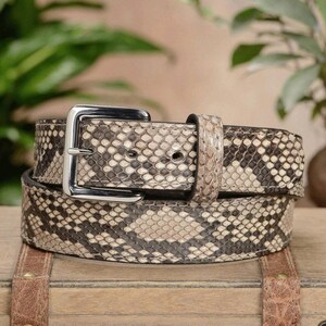 Python Prägung Ledergürtel, Herrengürtel, Handgefertigter Gürtel, Schlangenhaut Gürtel, Ledergürtel, Unisex Gürtel