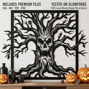 Schädel Baum Halloween SVG - Spukwald Laser Cut Datei (Digitaler Download)