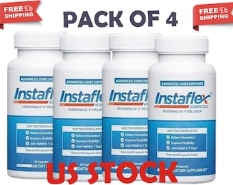 Paquete de 4 suplementos Instaflex Advanced para el apoyo articular: cúrcuma, resveratrol, extracto de Boswellia serrata, bioperina y colágeno UC-II (30 unidades)