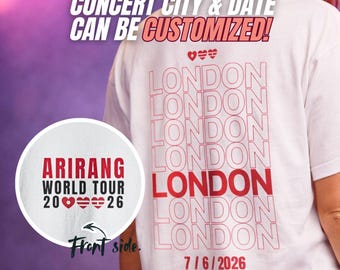 T-shirt personnalisé ARIRANG World Tour | Ville et date du concert personnalisées | Cadeau pour les fans | Produits dérivés de concerts K-pop | Édition spéciale fans | Livraison rapide en Europe