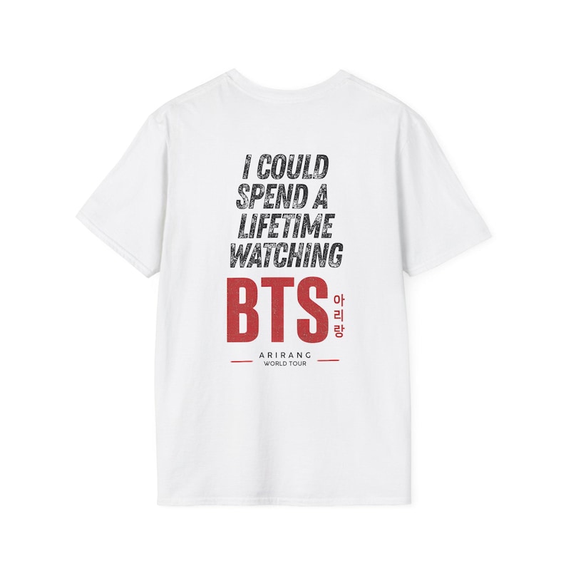 T-shirt « Je pourrais passer ma vie à regarder BTS » | T-shirt de la tournée mondiale ARIRANG | T-shirt de concert K-pop | Streetwear ARMY | Cadeau pour fan | Livraison rapide en UE image 10