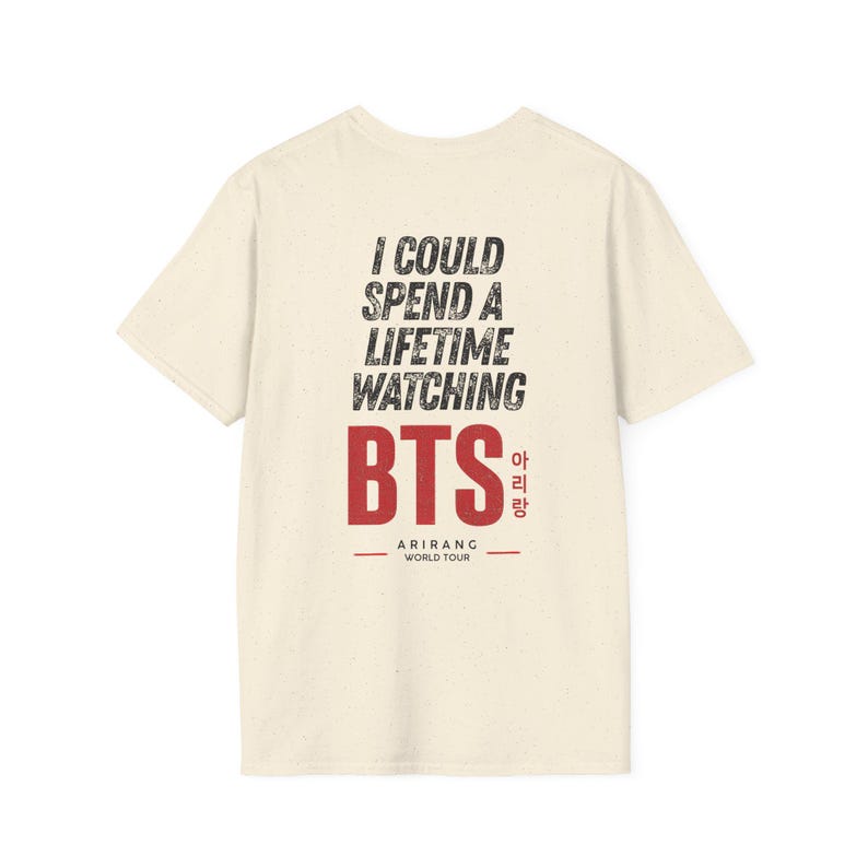 T-shirt « Je pourrais passer ma vie à regarder BTS » | T-shirt de la tournée mondiale ARIRANG | T-shirt de concert K-pop | Streetwear ARMY | Cadeau pour fan | Livraison rapide en UE image 11