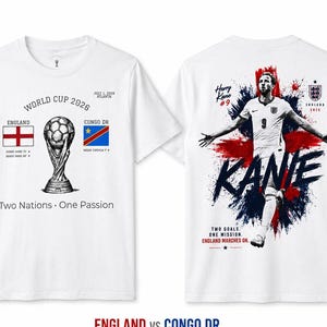 Harry Kane England Shirt, England gegen DR Kongo WM 2026 T-Shirt, Kane Brace Match Shirt, England Fußballfan Geschenk, Atlanta 2026