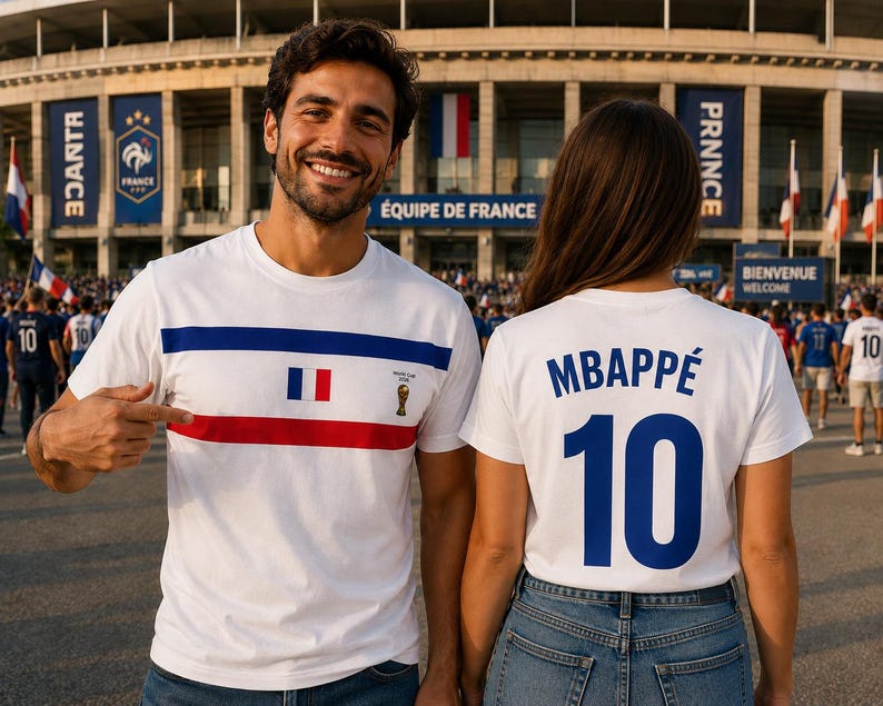 France Soccer Fan Shirt Personalized Name Number Football Jersey France Supporter Custom Football Tee image 4