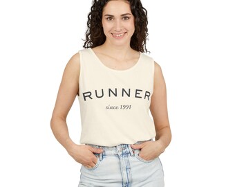 Camiseta sin mangas unisex teñida en prenda para correr / Motivación para correr