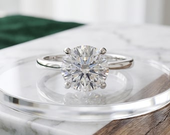 Anillo solitario portugués con diamante cultivado en laboratorio, engaste clásico de garras, diamantes con certificación IGI.