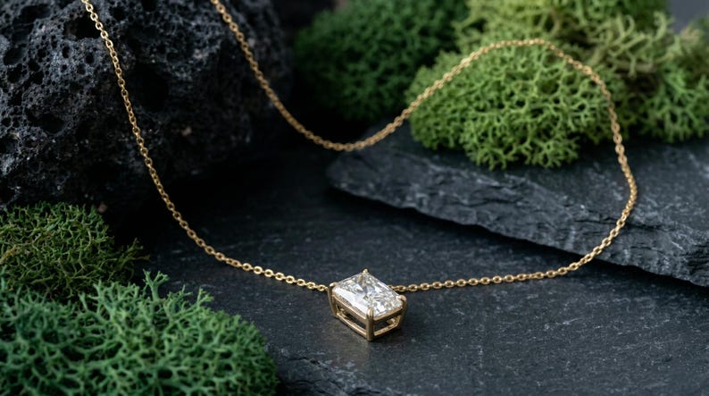 Radiant Cut Diamond Solitaire Pendant Necklace, IGI Certified Lab Grown ...