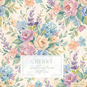 Pastel Floral Seamless Pattern, Painterly Roses Peonies Lavender, Spring Cottagecore Digital Paper, Shabby Chic Botanical Repeat Tile
