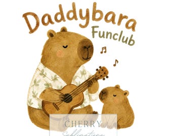 Daddy Capybara with Son Clip Art, Father's Day Guitar Music PNG (Digital Download)