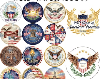 Paquete de imágenes PNG de posavasos para autos del 250 aniversario de EE. UU., diseños de posavasos patrióticos, sublimación de Estados Unidos 1776-2026, posavasos con águila