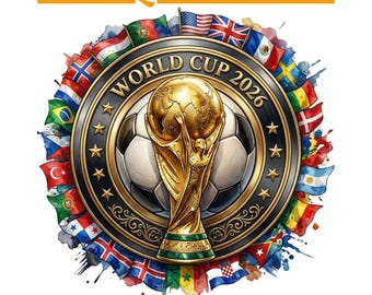 Copa Mundial 2026 PNG, Diseño de Insignia de Trofeo de Fútbol, Imágenes prediseñadas de Logotipo de Fútbol, Banderas Internacionales, Sublimación Deportiva PNG