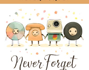 Never Forget PNG, Cute Retro 90s Nostalgia PNG, Vintage Cassette Tape Vinyl Shirt Design, Y2K Sublimation, Digital Download
