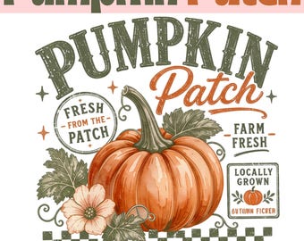 Retro pompoenpatch png, sublimatie boerderij verse pompoen, vintage herfstshirtontwerp, verontruste herfstafbeelding, oogst, oogst png