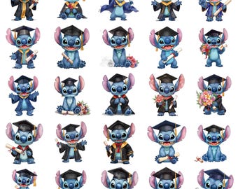 Paquete PNG de Stitch Graduación 2026, imágenes prediseñadas de la Clase de 2026, lindo PNG de Stitch de graduación, diseño de sublimación para graduados de 2026