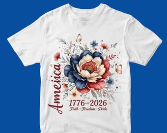 PNG de flores bohemias para el 250 aniversario de EE. UU., PNG de flores silvestres de Estados Unidos (1776-2026), diseño de camiseta con flores patrióticas, sublimación del 4 de julio