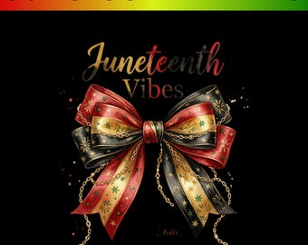 Juneteenth Vibes PNG, diseño de sublimación Coquette Bow, camiseta de historia negra Breaking Every Chain 1865 PNG