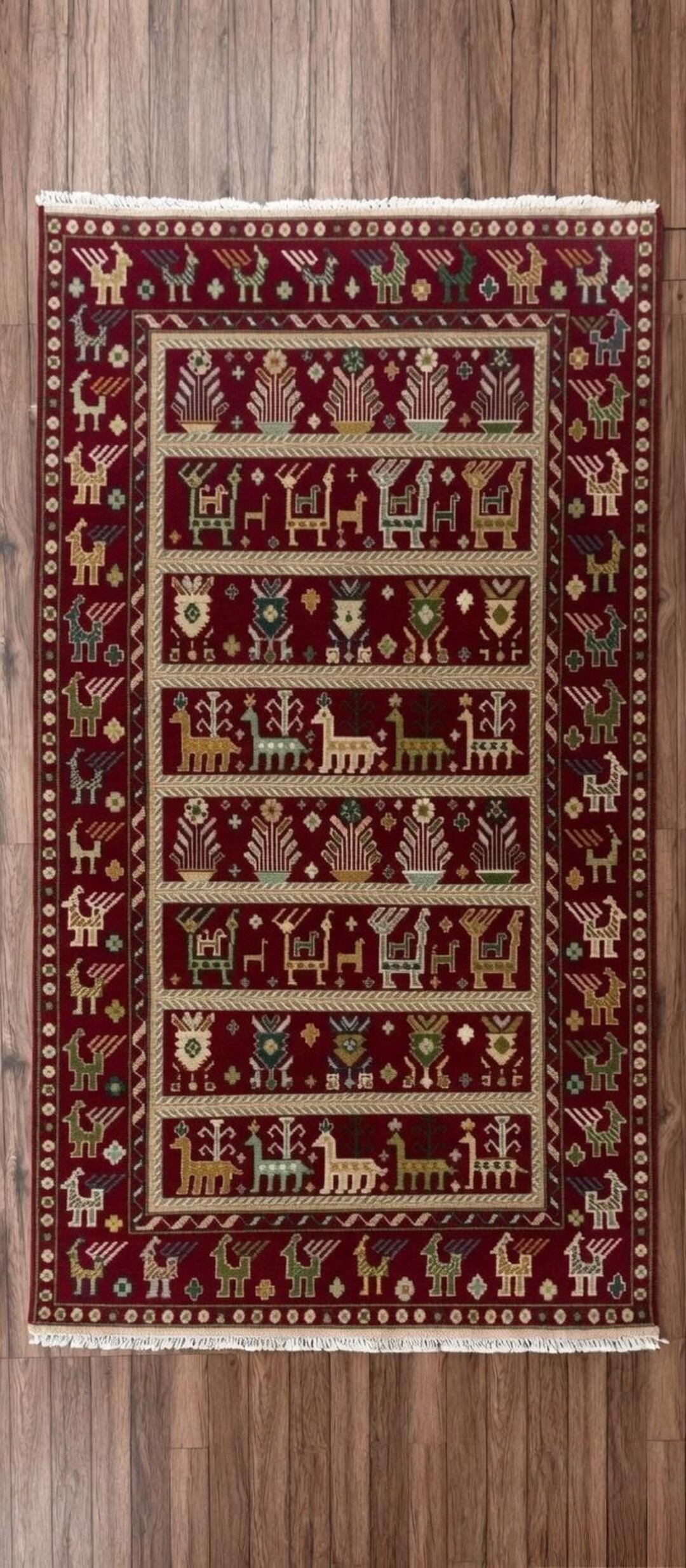 Premium Hand-tufted Wool Rug in Deep Crimson Red - Luxurious ...