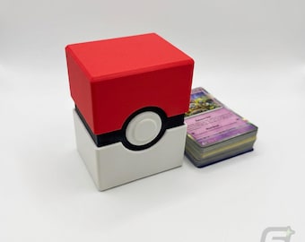 Pokemon Raw Card Storage Box, Holds 175 Cards, 3D Printed Pokeball Deck Box Organizer