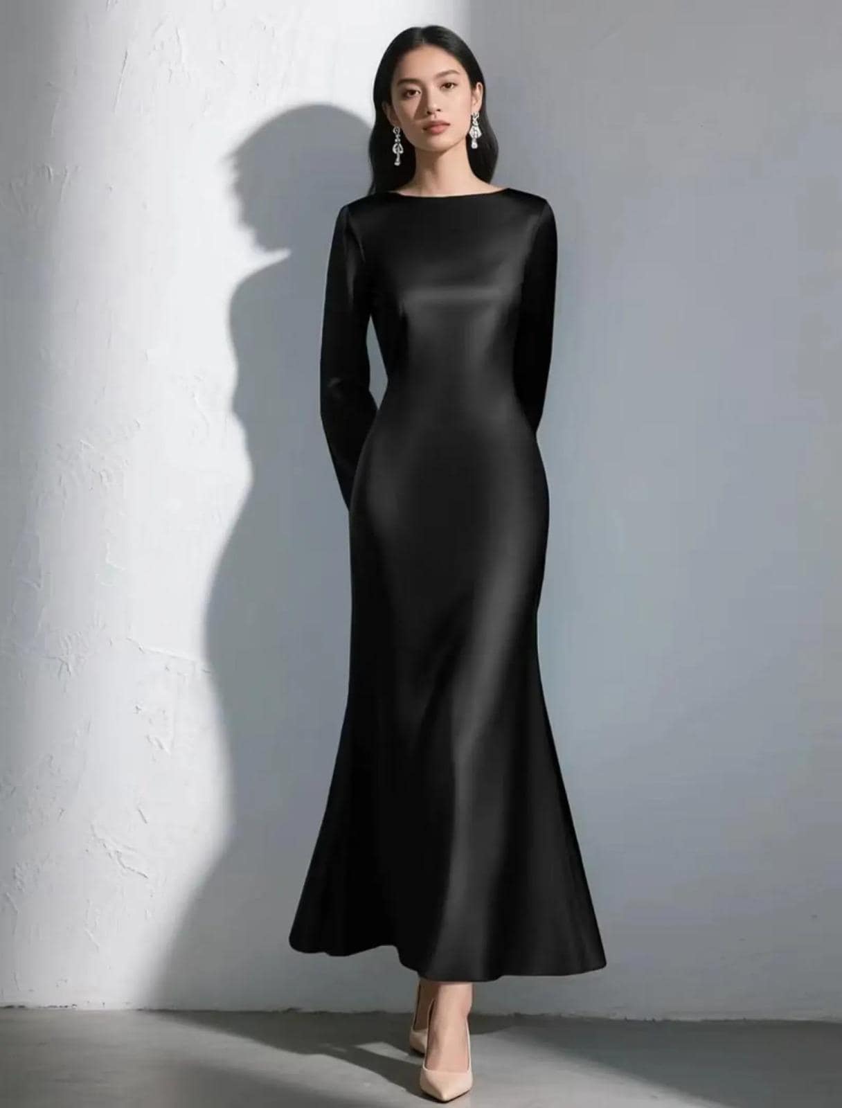 Black Silk Maxi Dress Women