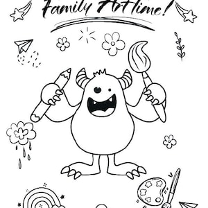 Libro de actividades de dibujo familiar imprimible: una experiencia artística creativa.