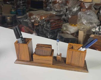 木製デスクオーガナイザー、万年筆/鉛筆ホルダー、手作りのホーム＆オフィス装飾家具｜記念日の贈り物、彼女/彼への贈り物