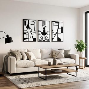 Picasso Triptych | Laser Cut File | Abstract Wall Art DXF SVG PDF | Digital Download