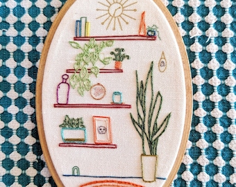 Plant Shelf Embroidery, Beginner Embroidery Kit, Craft kit, Stitch Kit, DIY Kit, Hand embroidery