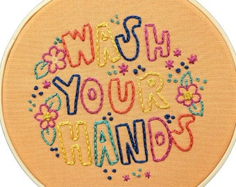 Wash Your Hands Embroidery Kit, Beginner Embroidery Kit, Craft kit, Stitch Kit, DIY Kit, Hand embroidery