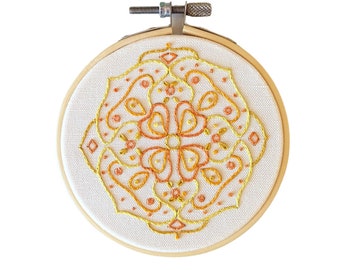 Symmetry Embroidery Kit, Beginner Embroidery, DIY Kit, Summer Craft Kit, Mandala Embroidery, Embroidery Hoop Art, Hand Embroidery