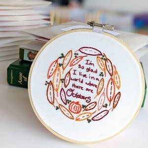Embroidery Kit, October, Anne of Green Gables Quote, Beginner Embroidery, Fall Embroidery
