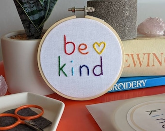 Rainbow Embroidery Kit, Be Kind, DIY Rainbow Kit, Christmas Gift, Holiday Gift, DIY Kit, Hand Embroidery, craft kit, Stocking Stuffer