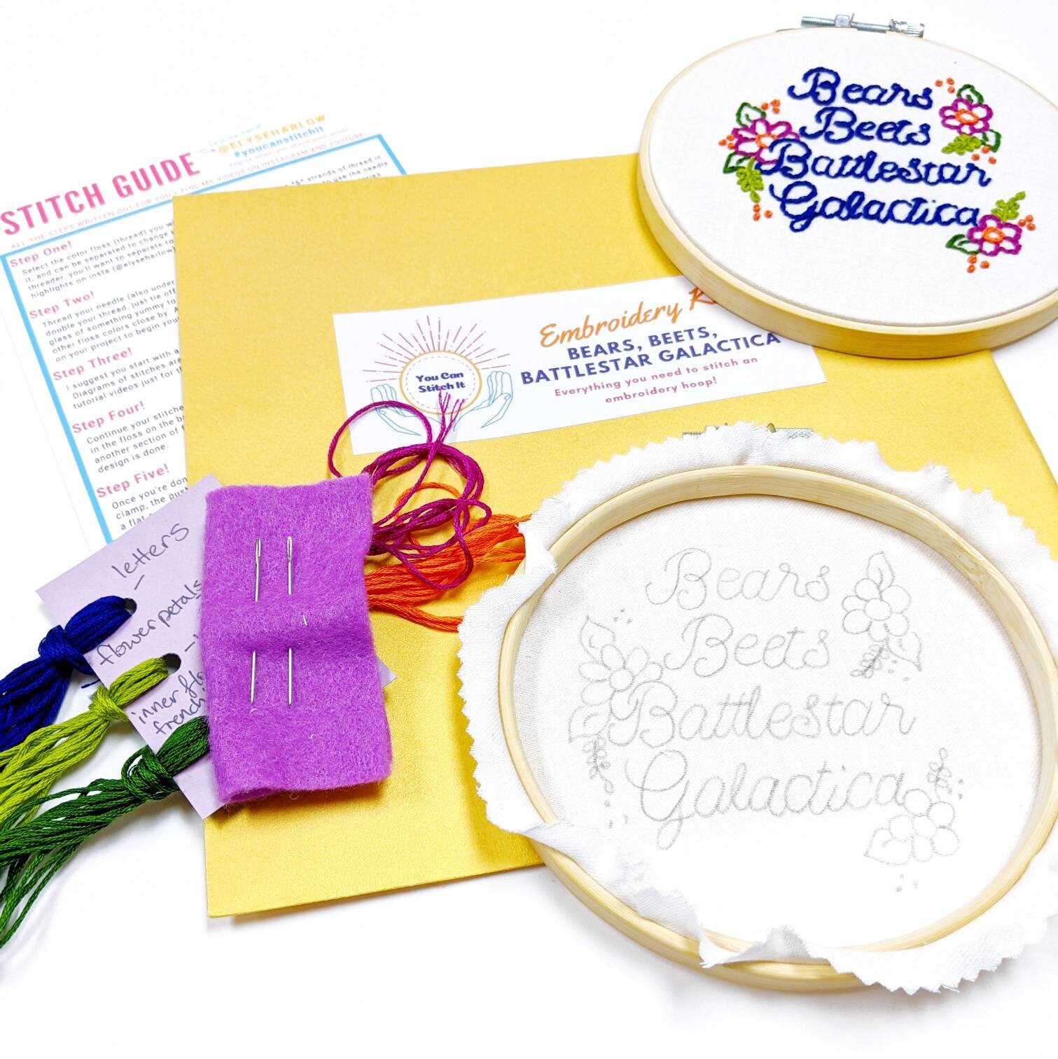 The Office Embroidery Kit Beginner Embroidery Kitbears Etsy