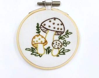 Mushrooms Mini Embroidery Kit, DIY Kit, Hand Embroidery, Hoop Art, Craft Kit