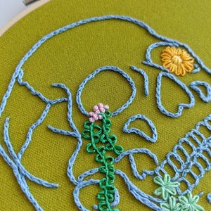 Skull Embroidery Kit, DIY Kit, Halloween Embroidery, Acid Green, Hand Embroidery, Halloween DIY image 4